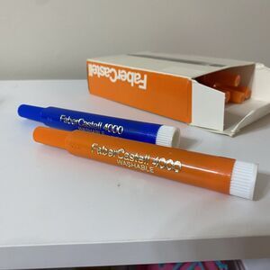 Faber Castell 4000 Chisel Tip Washable Markers Blue Orange Made In USA Vintage